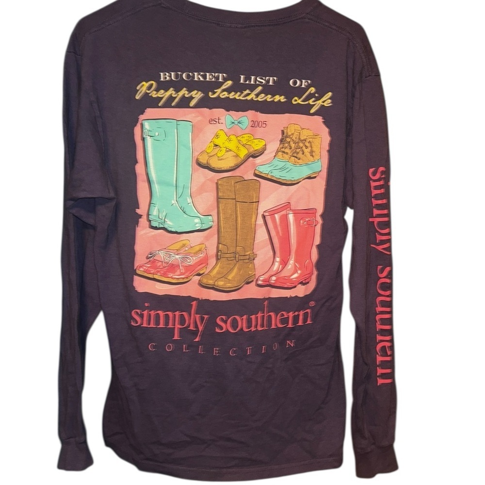 Simply Southern purple bucket list preppy southern life Long Sleeve T-shirt  M